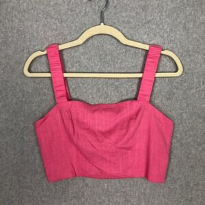 Blue Rain‎ Crop Top Womens Small Pink Tank Linen Cutout Festival Cowgirl Coconut
